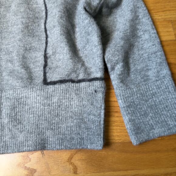 Zara Sweater Gray Black Print Mock neck Block Cozy Fall Winter Minimalist - Picture 2 of 7